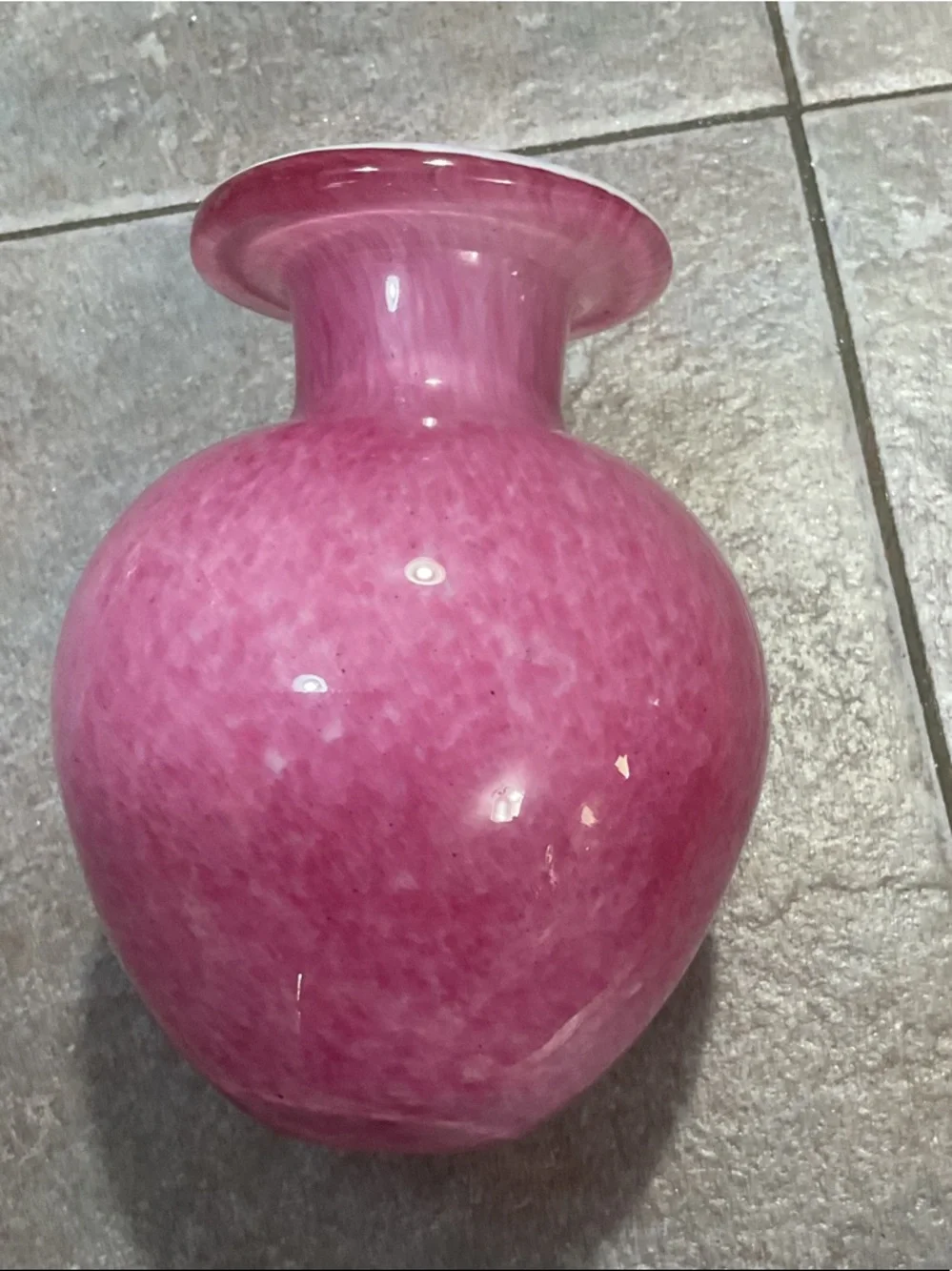 Pink Glass Vase with White Rim - Home Accents